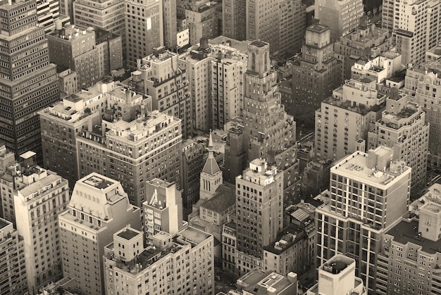 New York City Manhattan skyline widok z lotu ptaka czarno-biały