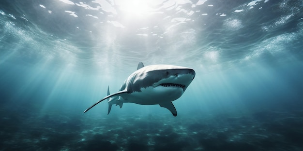 Niebezpieczny rekin pod wodą