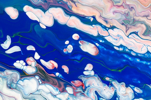 Niebieski płynny marmur tło streszczenie płynna tekstura sztuka eksperymentalna