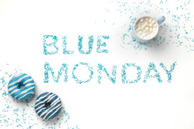 Niebieski poniedziałek aranżacja z pączkami