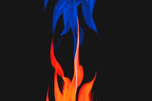 Niebieskie tło płomienia, estetyczny obraz neonowego ognia