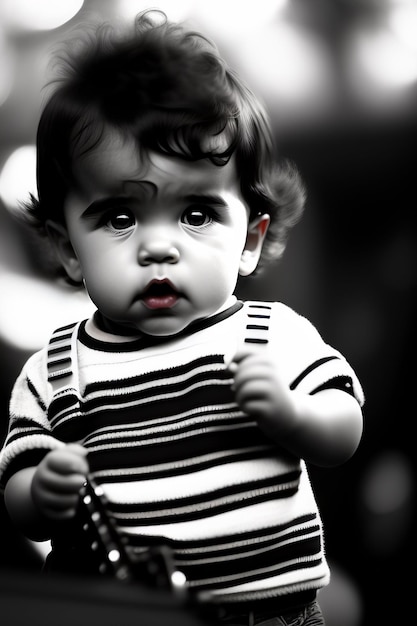 Bezpłatne zdjęcie niemowlę w pasiastej koszuli, która mówi, że nie jestem dzieckiem