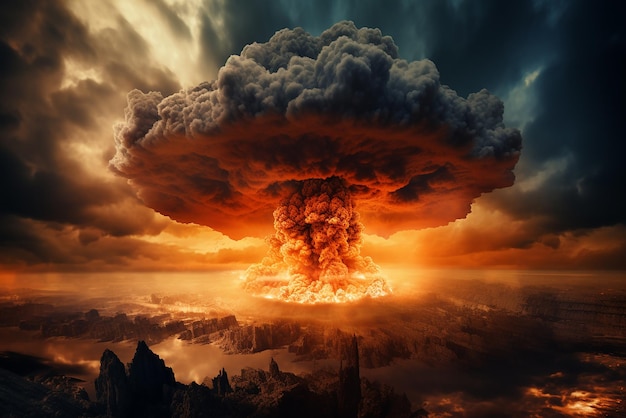 Bezpłatne zdjęcie niezwykle potężna eksplozja nuklearna
