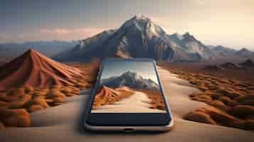 Bezpłatne zdjęcie nowoczesny smartfon z żywą abstrakcyjną tapetą wychodzącą z ekranu
