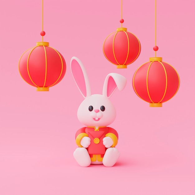 Bezpłatne zdjęcie obchody chińskiego nowego roku z królikiem