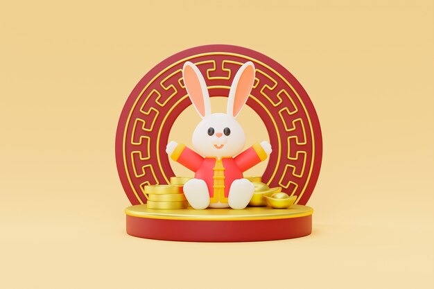 Obchody chińskiego nowego roku z królikiem