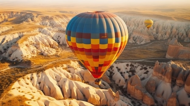 Bezpłatne zdjęcie obraz generowany przez sztuczną inteligencję latający balonem na ogrzane powietrze