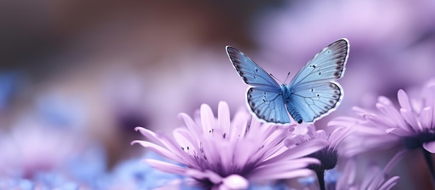 Bezpłatne zdjęcie obraz generowany przez sztuczną inteligencję pięknego fioletowego niebieskiego motyla
