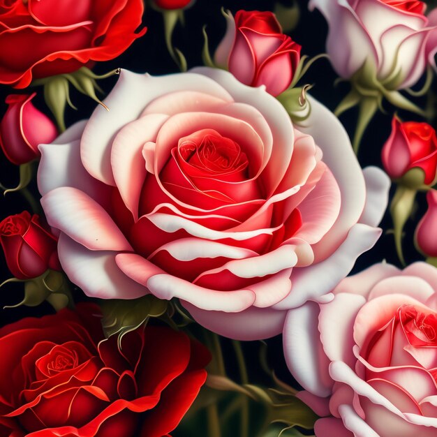 Obraz przedstawiający róże z napisem róże