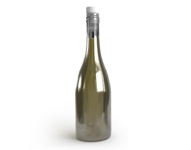Bezpłatne zdjęcie obraz realistycznej butelki białego wina na białym tle