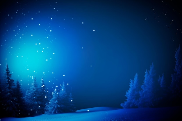 Bezpłatne zdjęcie obraz sceny bożego narodzenia na śnieżnym tle leśnym w nocy
