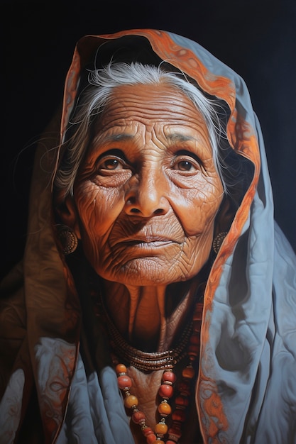 Bezpłatne zdjęcie obrazy portretu starej kobiety