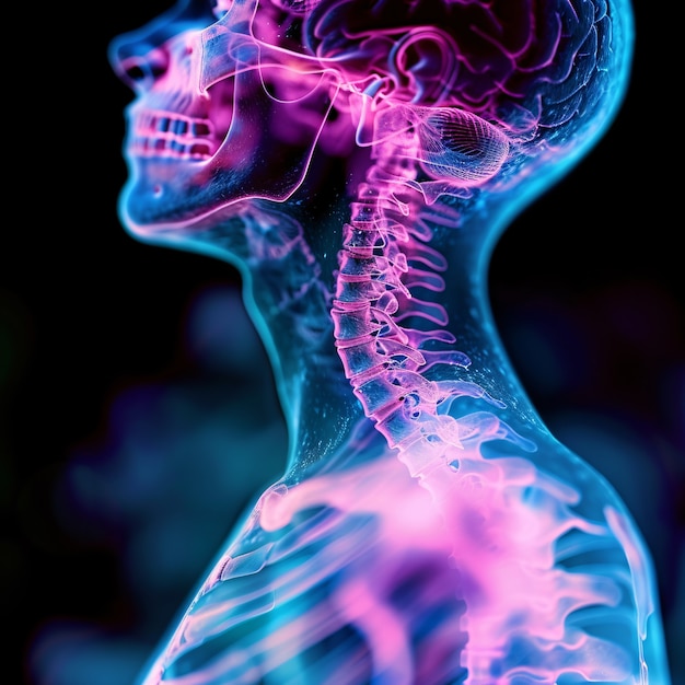 Bezpłatne zdjęcie obrazy symulujące promieniowanie rentgenowskie w kolorach neonowych