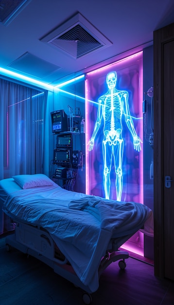 Bezpłatne zdjęcie obrazy symulujące promieniowanie rentgenowskie w kolorach neonowych