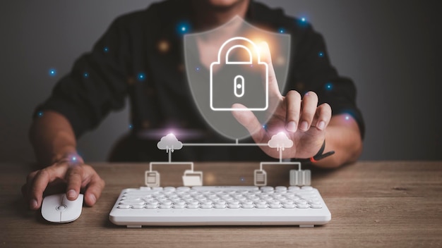 Ochrona komputera bezpieczeństwa sieci i bezpieczna koncepcja danych. przestępczość cyfrowa przez anonimowego hakera