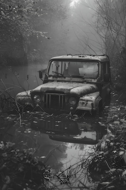 Bezpłatne zdjęcie off-road car in the wilderness