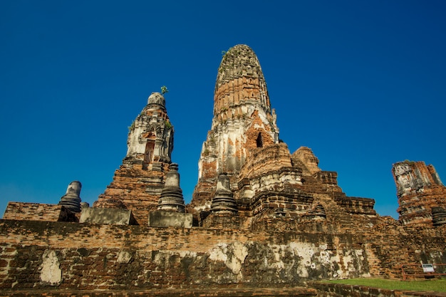 Ogólny widok dnia w Wata Phra Ram Ayutthaya, Tajlandia