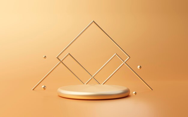 Okrągłe złote podium minimalne tło wyświetlacza produktu na cokole renderowanie 3D