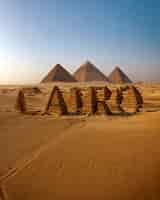 Bezpłatne zdjęcie optyczna iluzja typograficzna miasta kairu