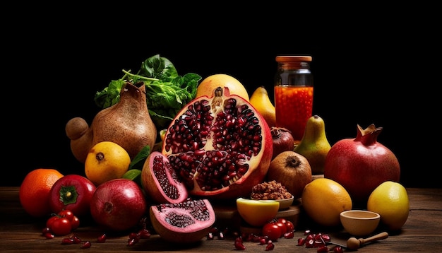 Organiczna Miska Dojrzałych Owoców Na Stole Wygenerowana Przez Ai