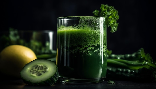 Bezpłatne zdjęcie organiczne smoothie warzywne to zdrowy napój dla smakoszy na letnie orzeźwienie wygenerowany przez ai