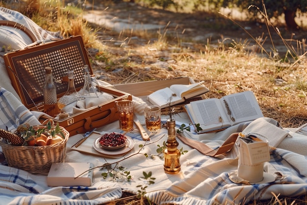 Bezpłatne zdjęcie organizacja pikniku z pysznym jedzeniem