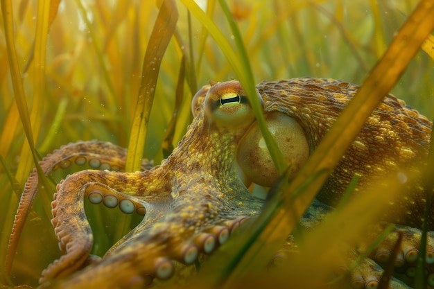 Ośmiornica w jej naturalnym podwodnym środowisku