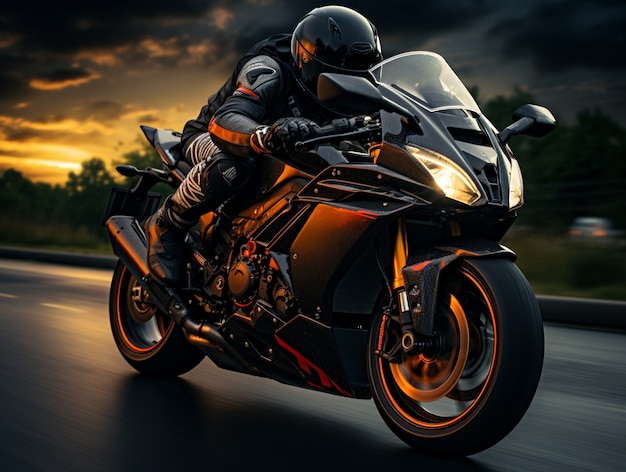 Osoba jadąca na potężnym motocyklu