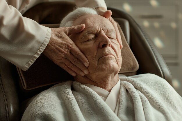 Osoba korzystająca z masażu skóry głowy w spa
