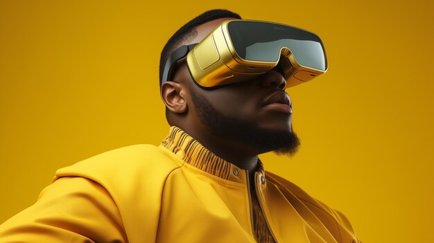 Osoba nosząca futurystyczne wysokiej technologii okulary wirtualnej rzeczywistości