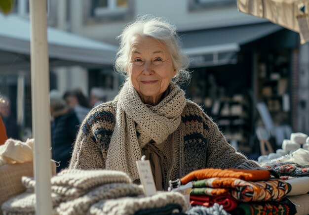 Osoba przeglądająca przedmioty na wyprzedaży na podwórku w poszukiwaniu okazji.