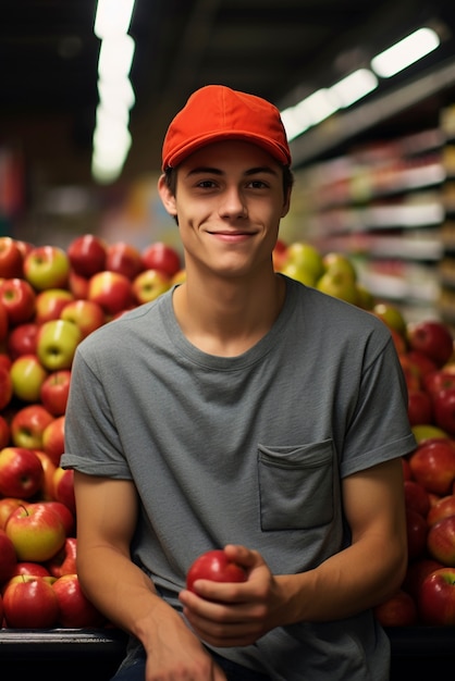 Bezpłatne zdjęcie osoba wybierająca jabłko w sklepie