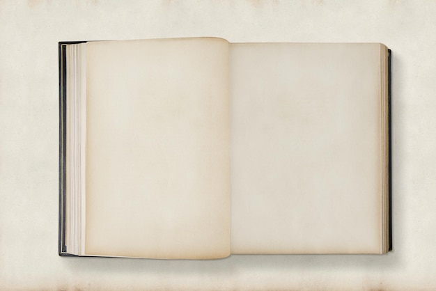Otwarta antyczna książka, stare, białe strony z przestrzenią projektową