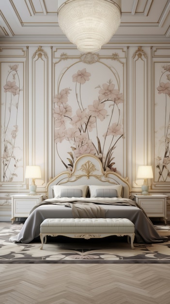 Ozdobione łóżko w stylu art nouveau