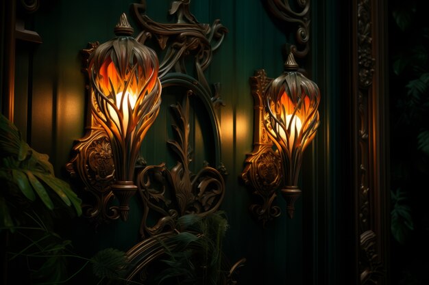 Bezpłatne zdjęcie ozdobne latarnie w stylu art nouveau