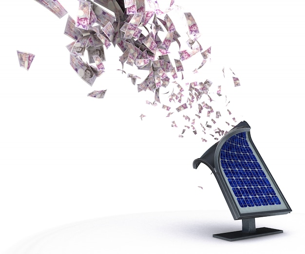 Bezpłatne zdjęcie panel słoneczny wyrzucając pieniądze