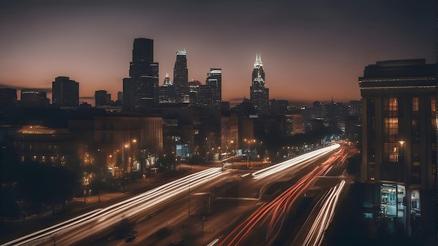 Panoramę centrum Los Angeles w nocy Kalifornia, Stany Zjednoczone