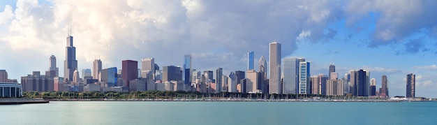 Panoramę Chicago Nad Jeziorem Michigan