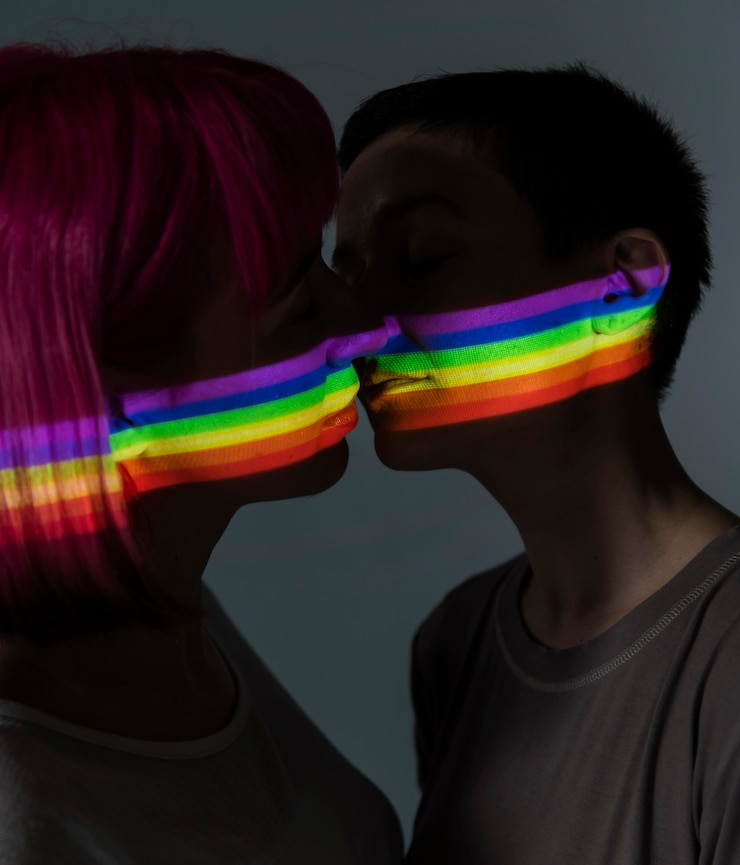 Bezpłatny plik Zdjęcie para lesbijek z symbolem lgbt