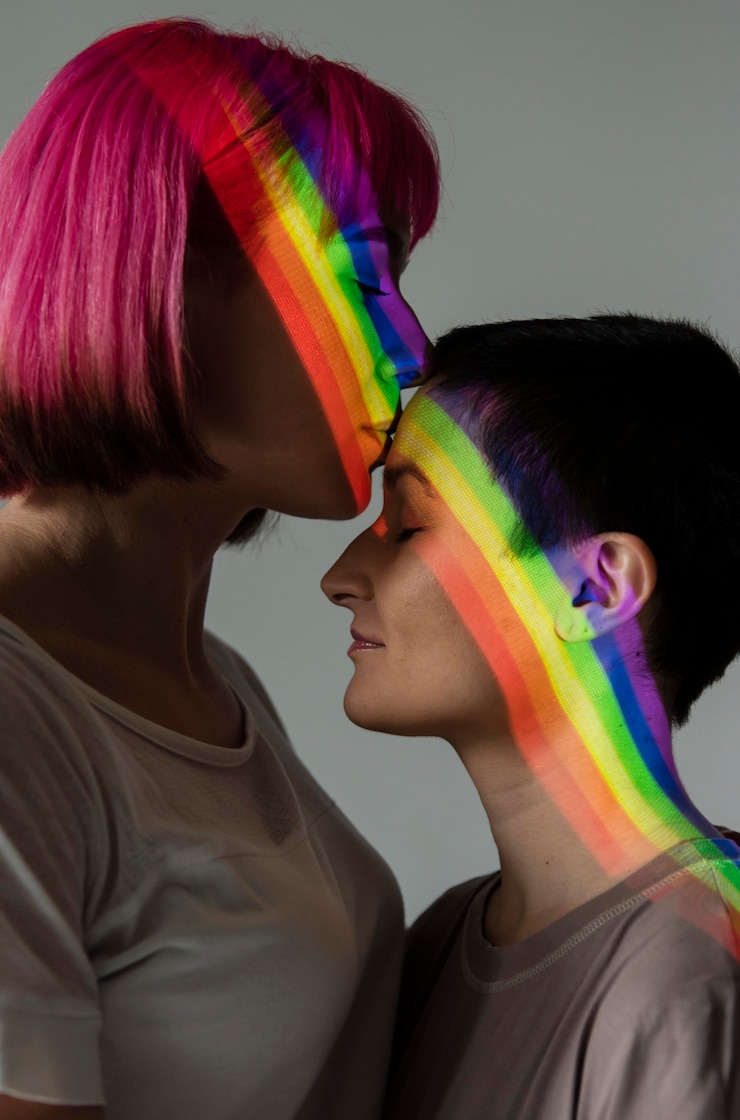 Bezpłatny plik Zdjęcie para lesbijek z symbolem lgbt