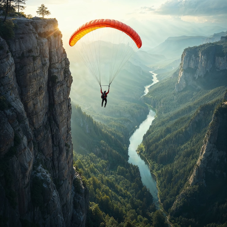 Bezpłatny plik Zdjęcie paragliding nad górami