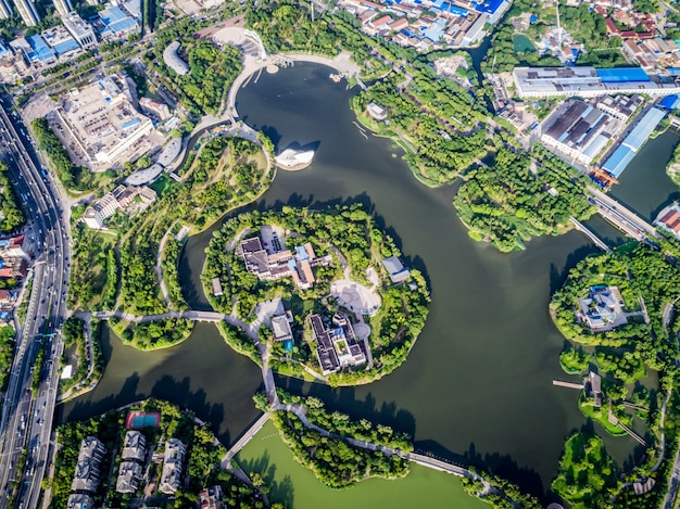 Bezpłatne zdjęcie park z miastem