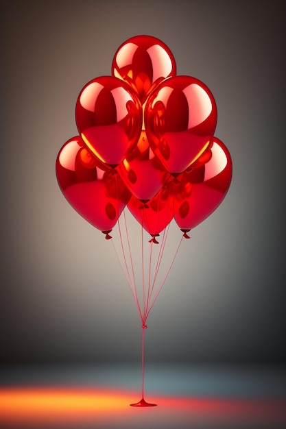 Bezpłatne zdjęcie pęczek czerwonych balonów ze słowem miłość na nich