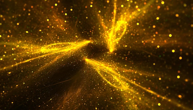 Pęknięcie złotej energii cząstek błyszczący ilustracja tła