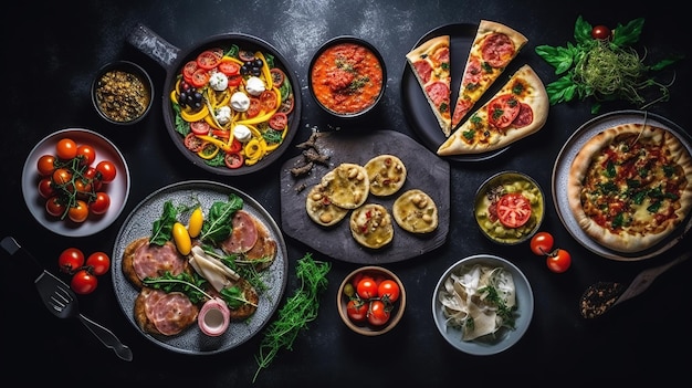 Pełna tabela włoskich posiłków Obraz generowany przez AI