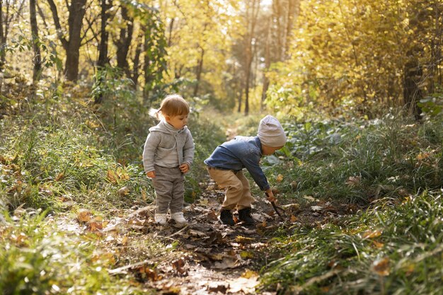 Pełne ujęcie dzieci spędzających czas na łonie natury
