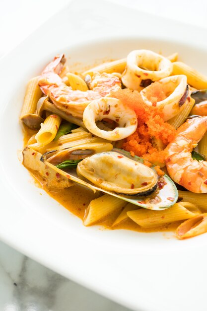 Penne seafood tom yum pasta