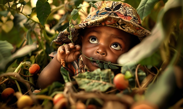 Bezpłatne zdjęcie photorealistic african people harvesting diverse vegetables and grains