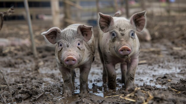 Bezpłatne zdjęcie photorealistic farm life scene with pigs