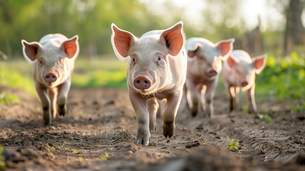 Bezpłatne zdjęcie photorealistic farm life scene with pigs